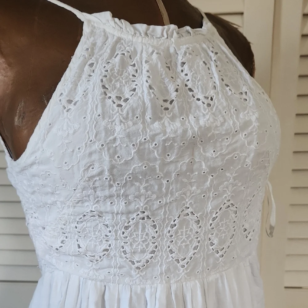 Anthropologie Maeve Tiered Eyelet Midi Sundress with Halter Neckline - Picture 6 of 11